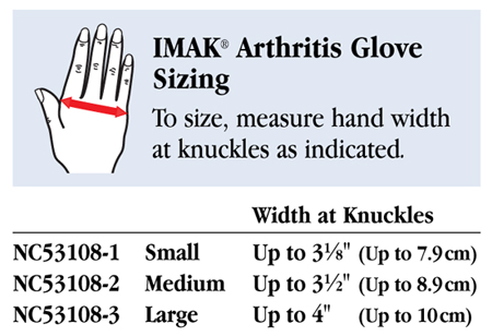 Imak Arthritis Gloves Size Chart